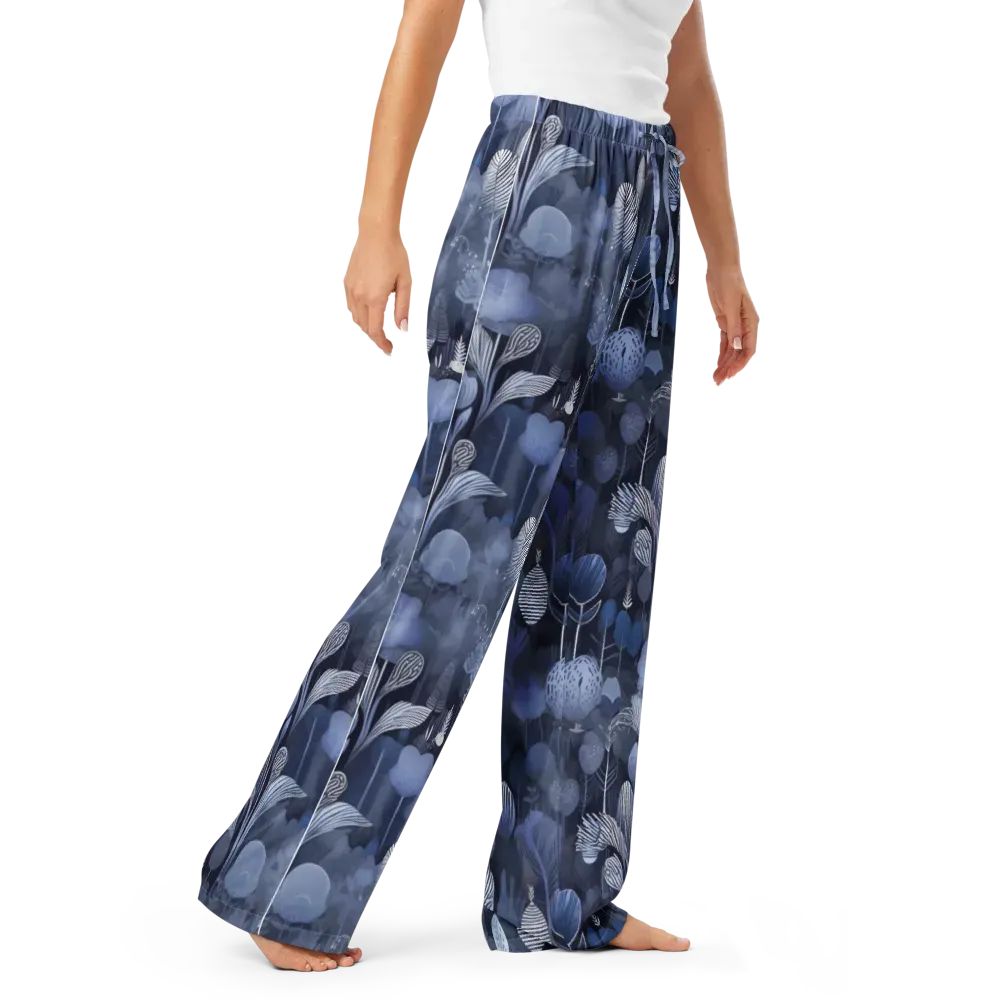 Blue Velvet Garden on Women's Pajama Pants — Right Front
