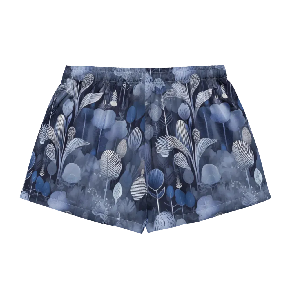 Blue Velvet Garden on Women's Pajama Shorts — Back