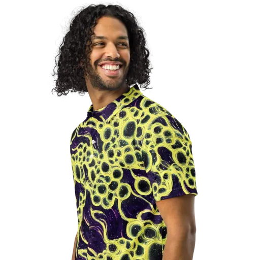Solar Cells on a Men's Slim Fit Polo Shirt