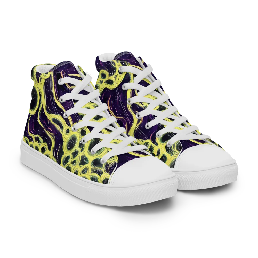 Solar Cells on Men's High Top Canvas Shoes — Right Front