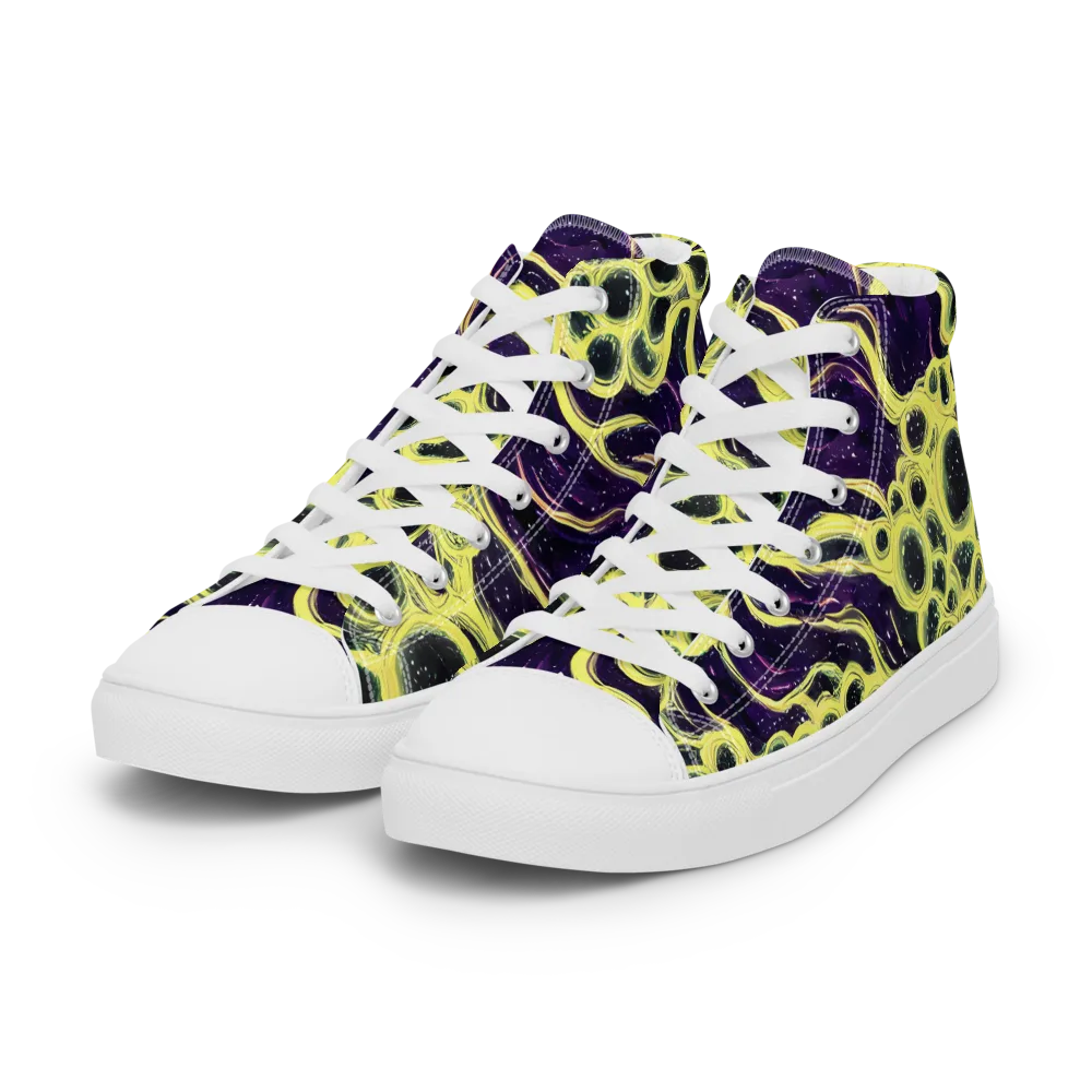 Solar Cells on Women's High Top Canvas Shoes — Left Front