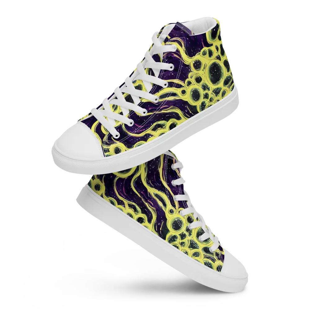 Solar Cells on Women's High Top Canvas Shoes — Front