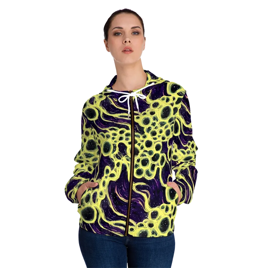 Solar Cells on Women's Full-Zip Hoodie — Front On Person