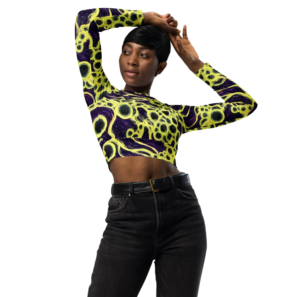Solar Cells on Long Sleeve Crop Top — Front