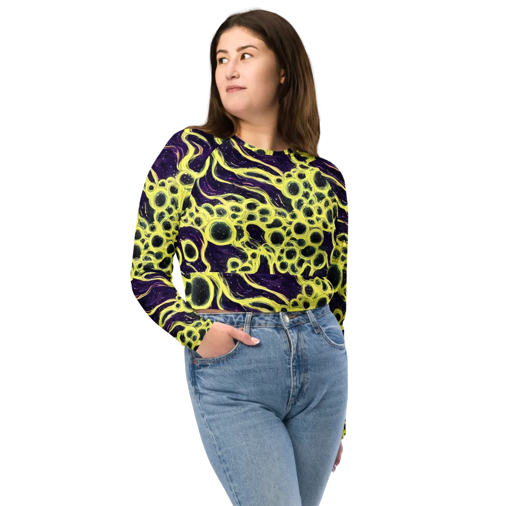 Solar Cells on Long Sleeve Crop Top — Front