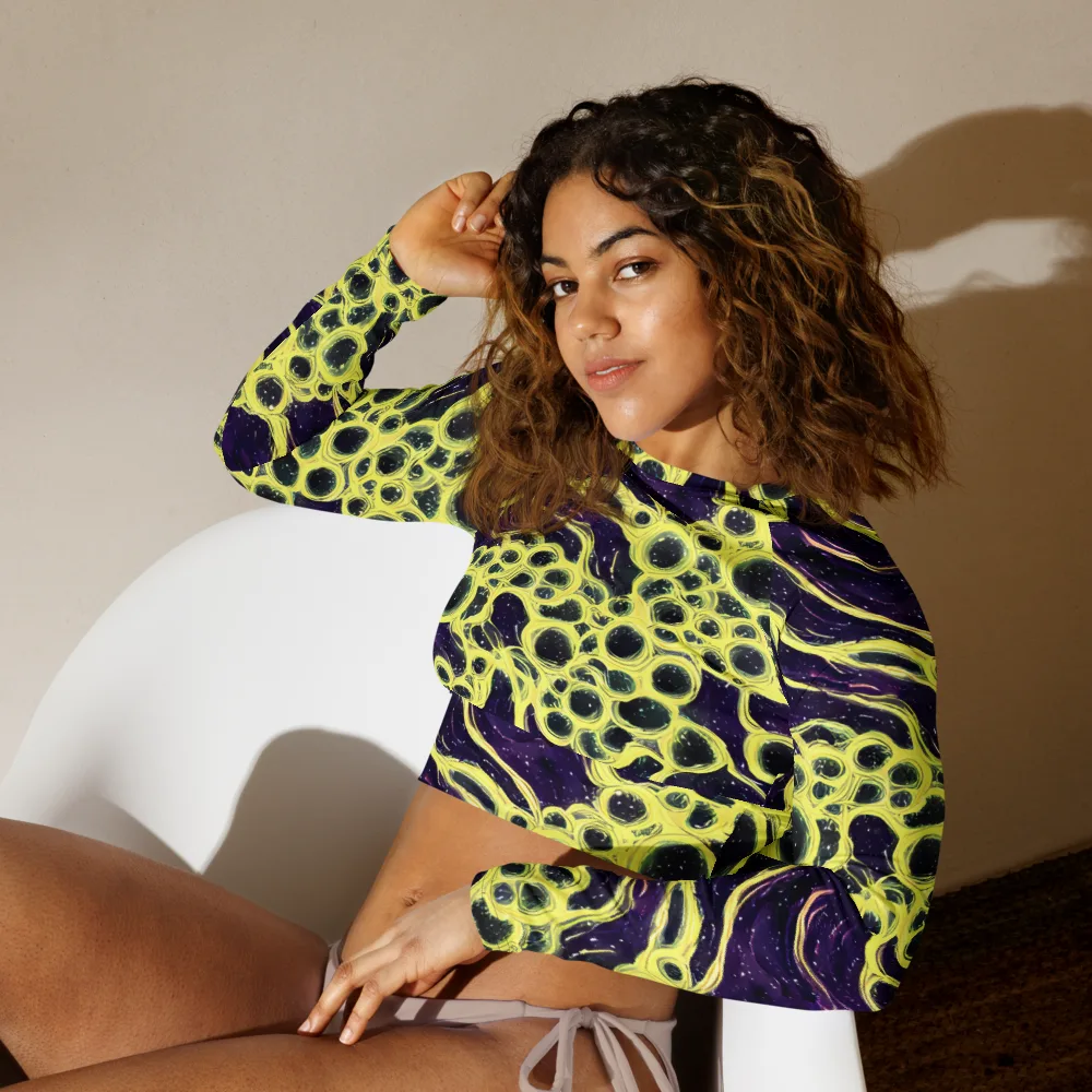 Solar Cells on Long Sleeve Crop Top — Left Front