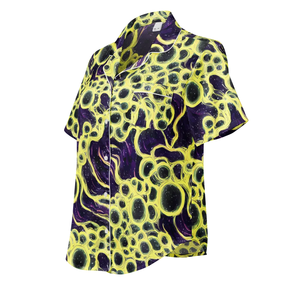 Solar Cells on Women's Short Sleeve Pajama Top — Left Front
