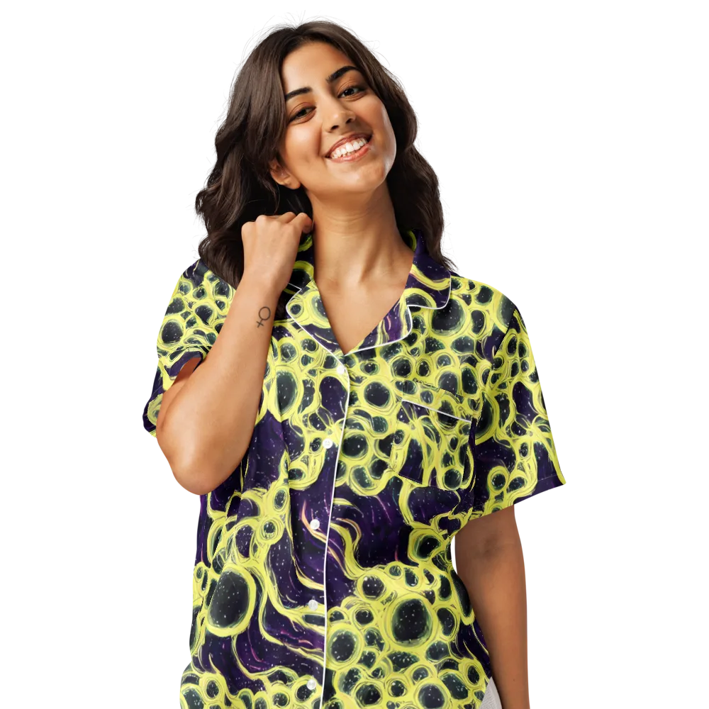 Solar Cells on Women's Short Sleeve Pajama Top — Front