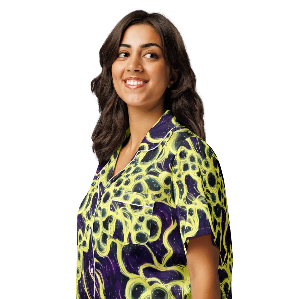 Solar Cells on Women's Short Sleeve Pajama Top — Left Front