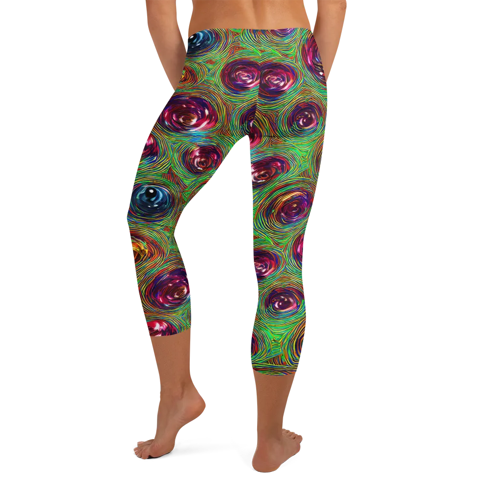 Kaleido Bloom on Capri Leggings — Back