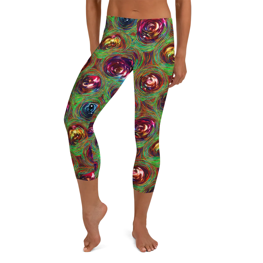 Kaleido Bloom on Capri Leggings — Front