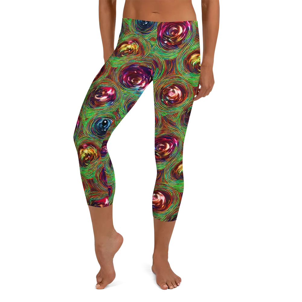 Kaleido Bloom on Capri Leggings — Front