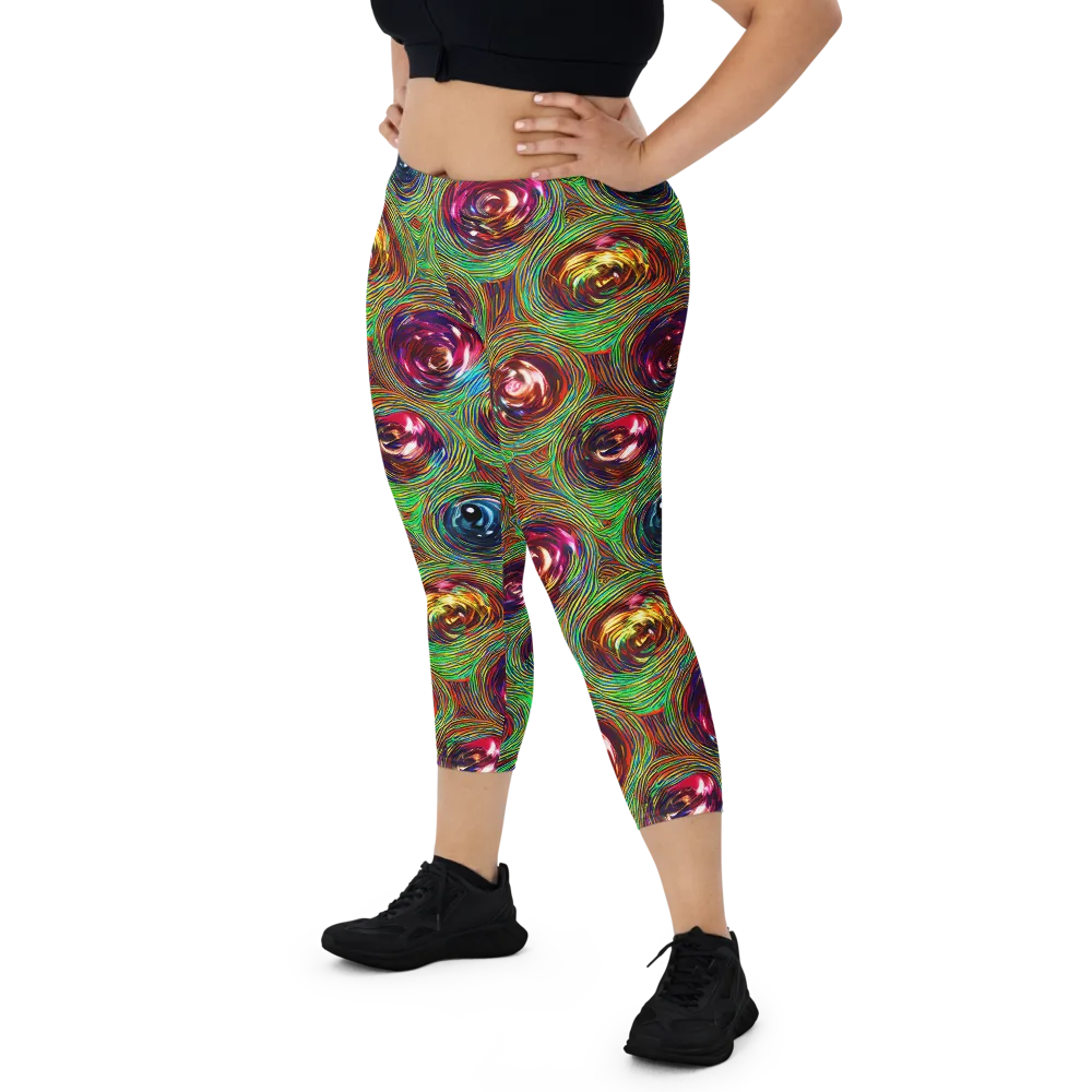 Kaleido Bloom on Capri Leggings — Front