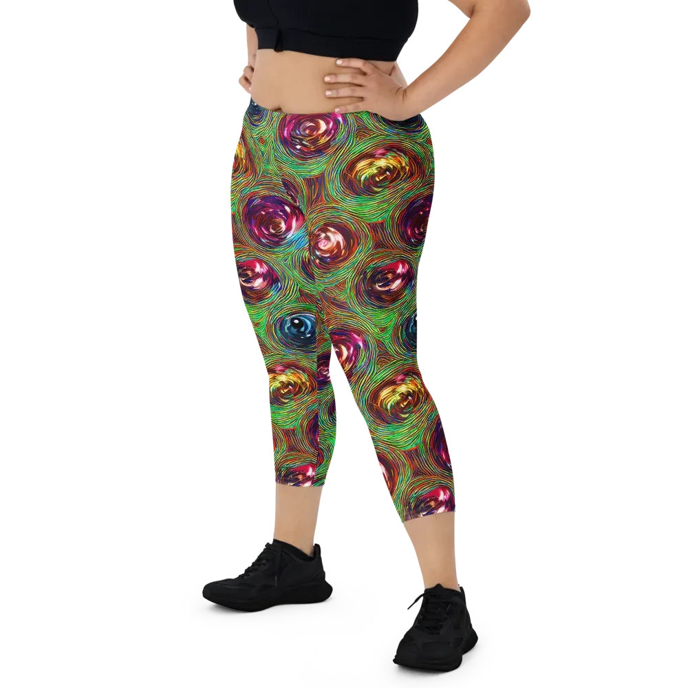 Kaleido Bloom on Capri Leggings — Front