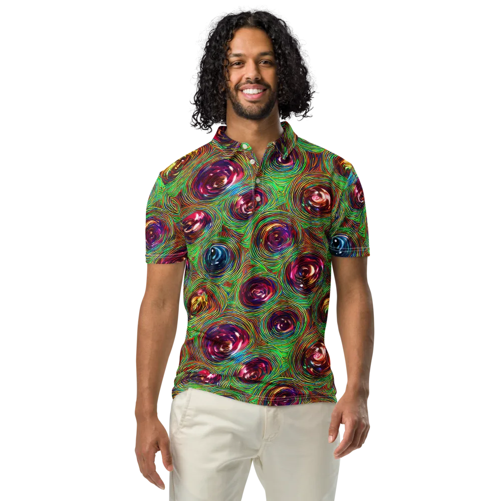 Kaleido Bloom on Men's Slim Fit Polo Shirt — Front