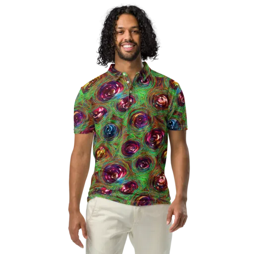 Kaleido Bloom on a Men's Slim Fit Polo Shirt