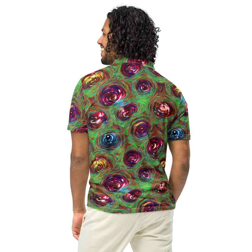 Kaleido Bloom on Men's Slim Fit Polo Shirt — Back