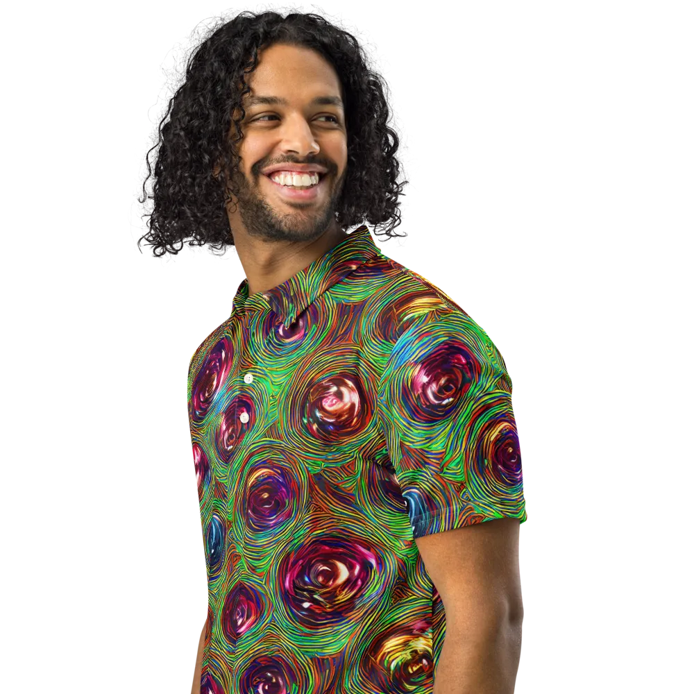 Kaleido Bloom on Men's Slim Fit Polo Shirt — Left Front