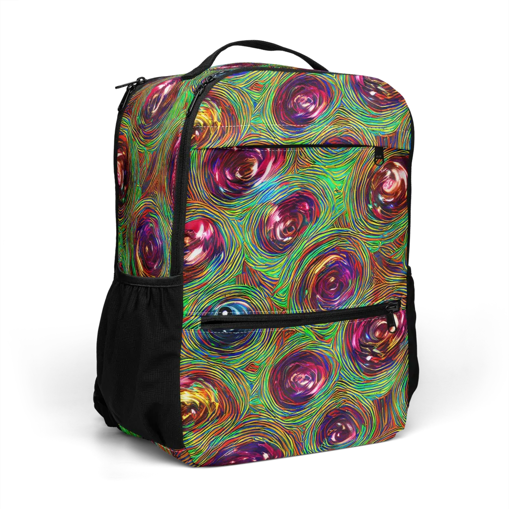Kaleido Bloom on Utility Backpack — Right Front