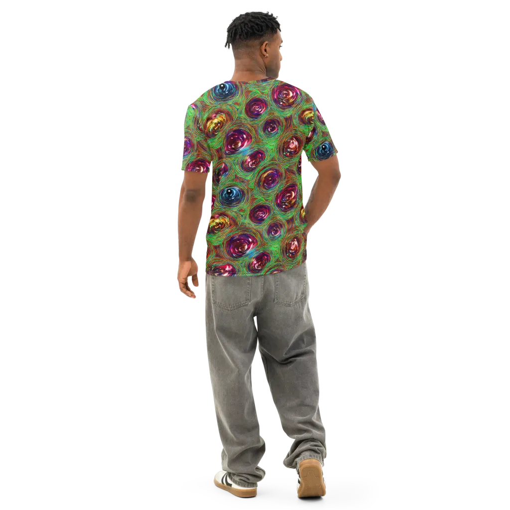 Kaleido Bloom on Men's Cotton Crew Neck T-Shirt — Back