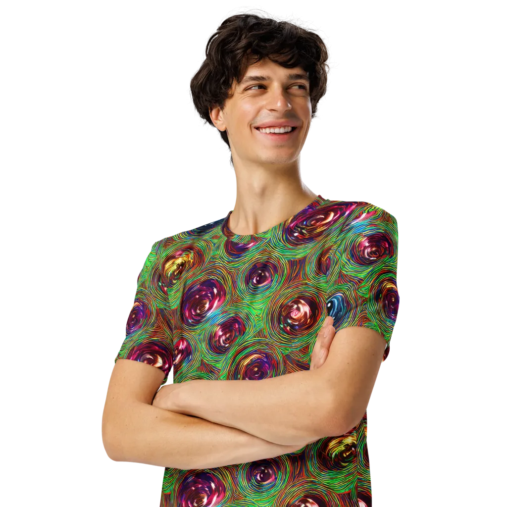 Kaleido Bloom on Men's Crew Neck T-Shirt — Left Front