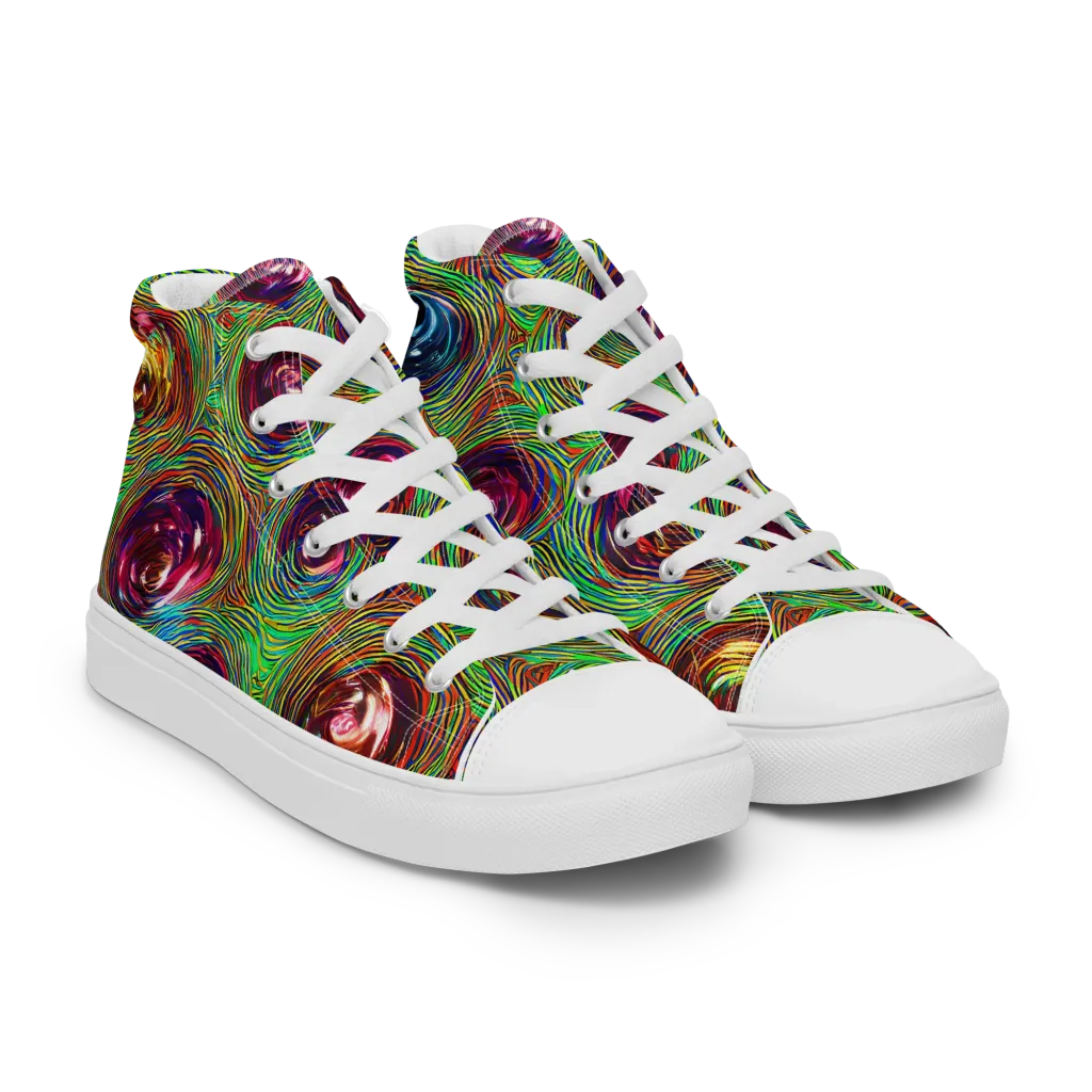 Kaleido Bloom on Men's High Top Canvas Shoes — Right Front