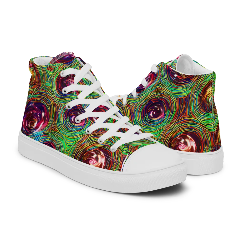 Kaleido Bloom on Men's High Top Canvas Shoes — Right