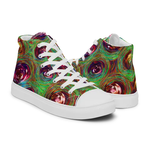 Kaleido Bloom on a Men's High Top Canvas Shoes