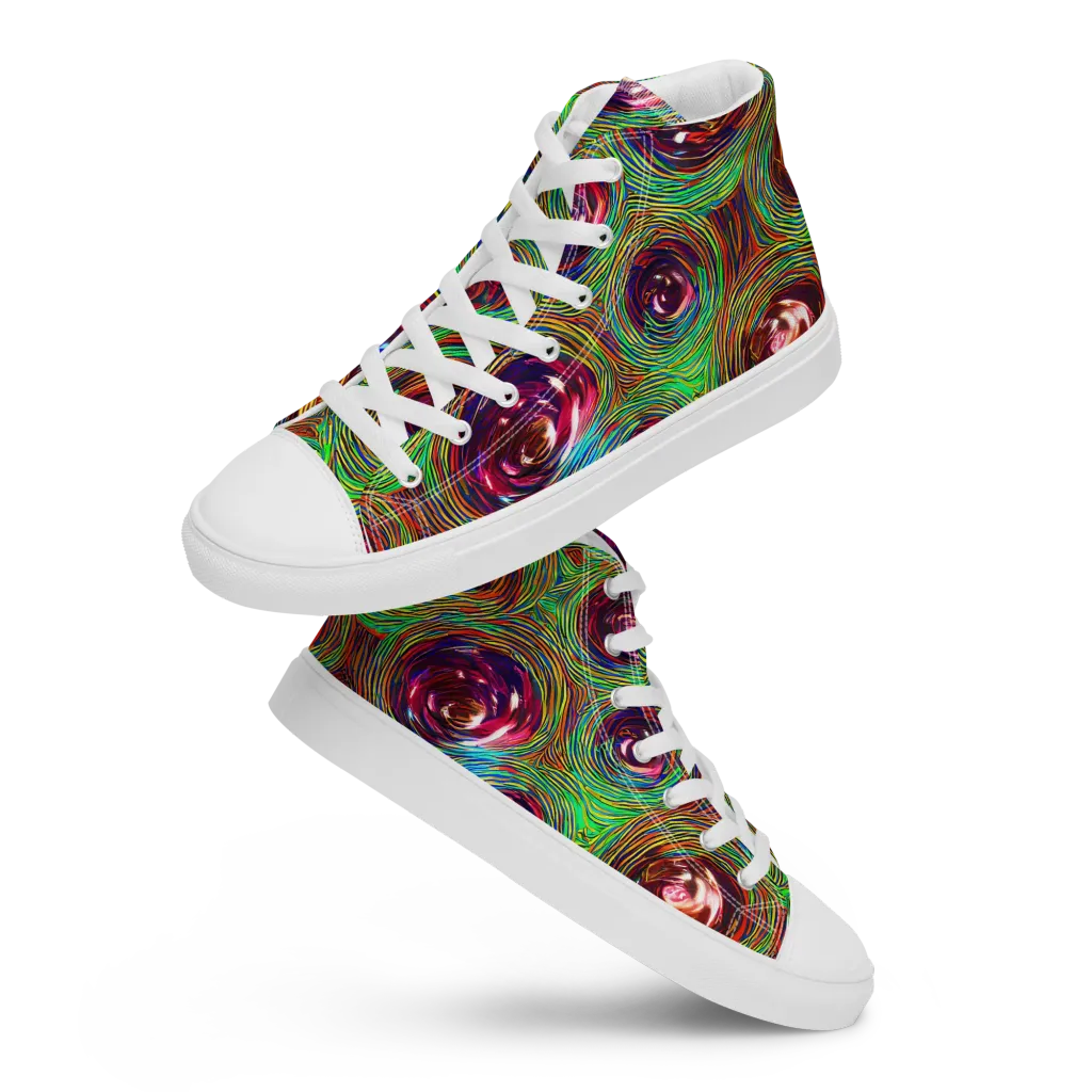 Kaleido Bloom on Men's High Top Canvas Shoes — Front