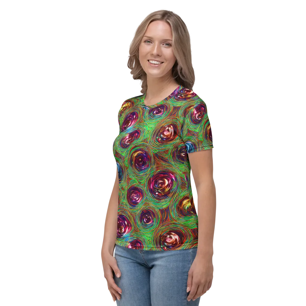 Kaleido Bloom on Women's Crew Neck T-Shirt — Left