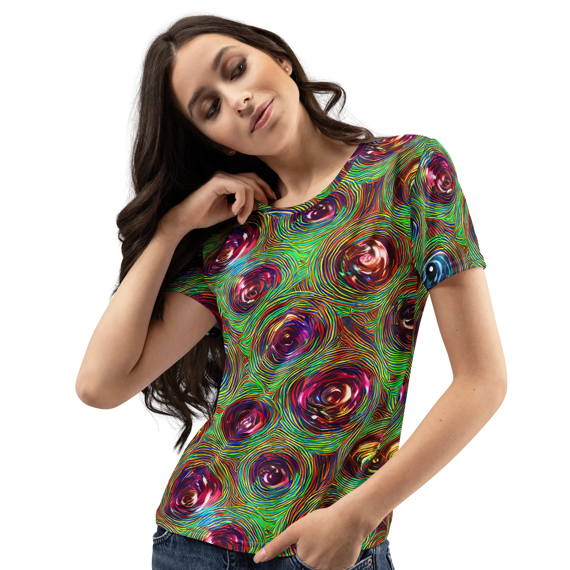 Kaleido Bloom on Women's Crew Neck T-Shirt — Left Front