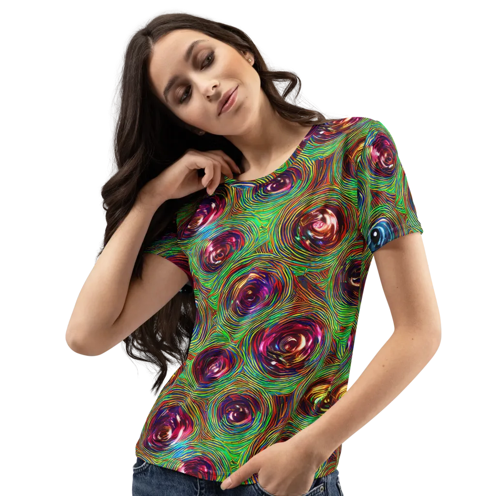 Kaleido Bloom on Women's Crew Neck T-Shirt — Left Front
