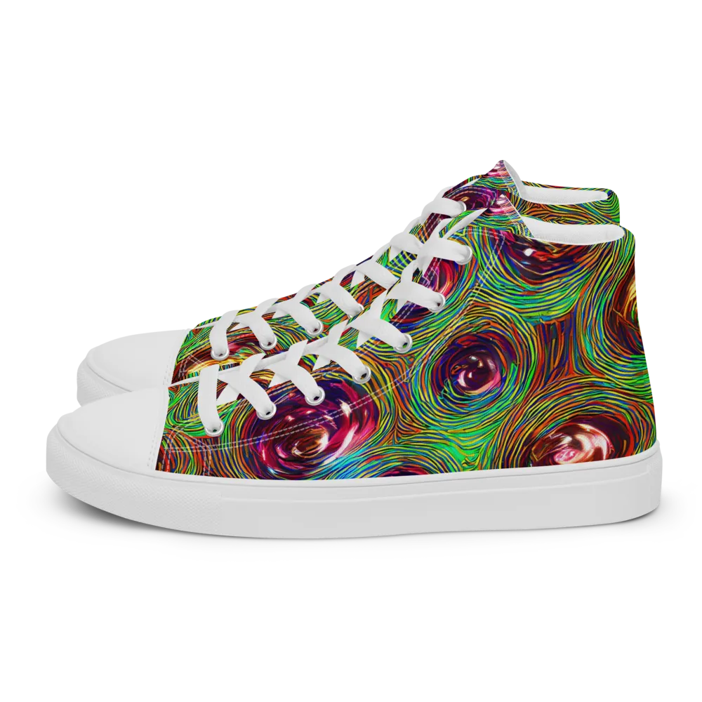 Kaleido Bloom on Women's High Top Canvas Shoes — Left