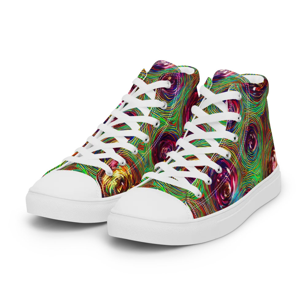 Kaleido Bloom on Women's High Top Canvas Shoes — Left Front