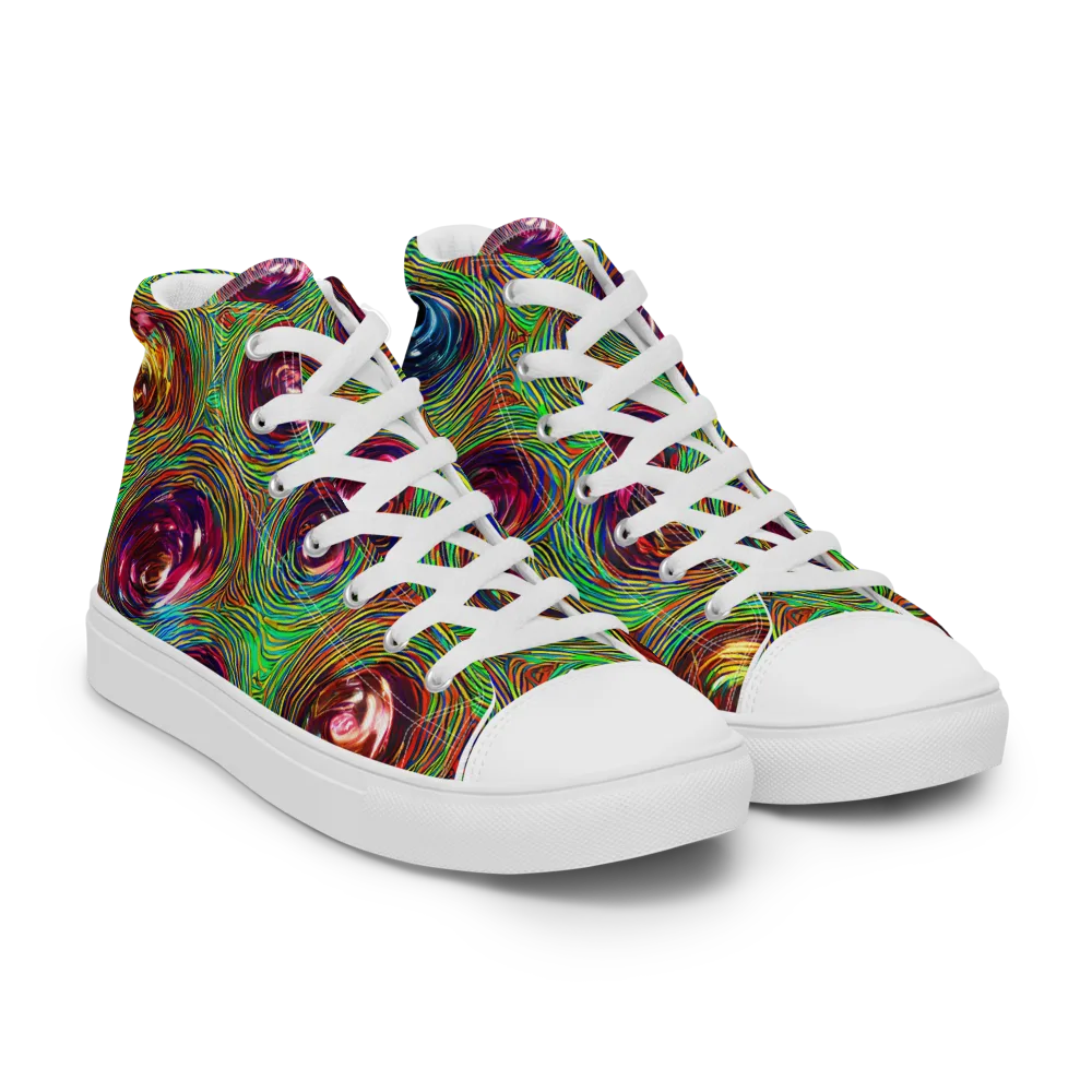 Kaleido Bloom on Women's High Top Canvas Shoes — Right Front