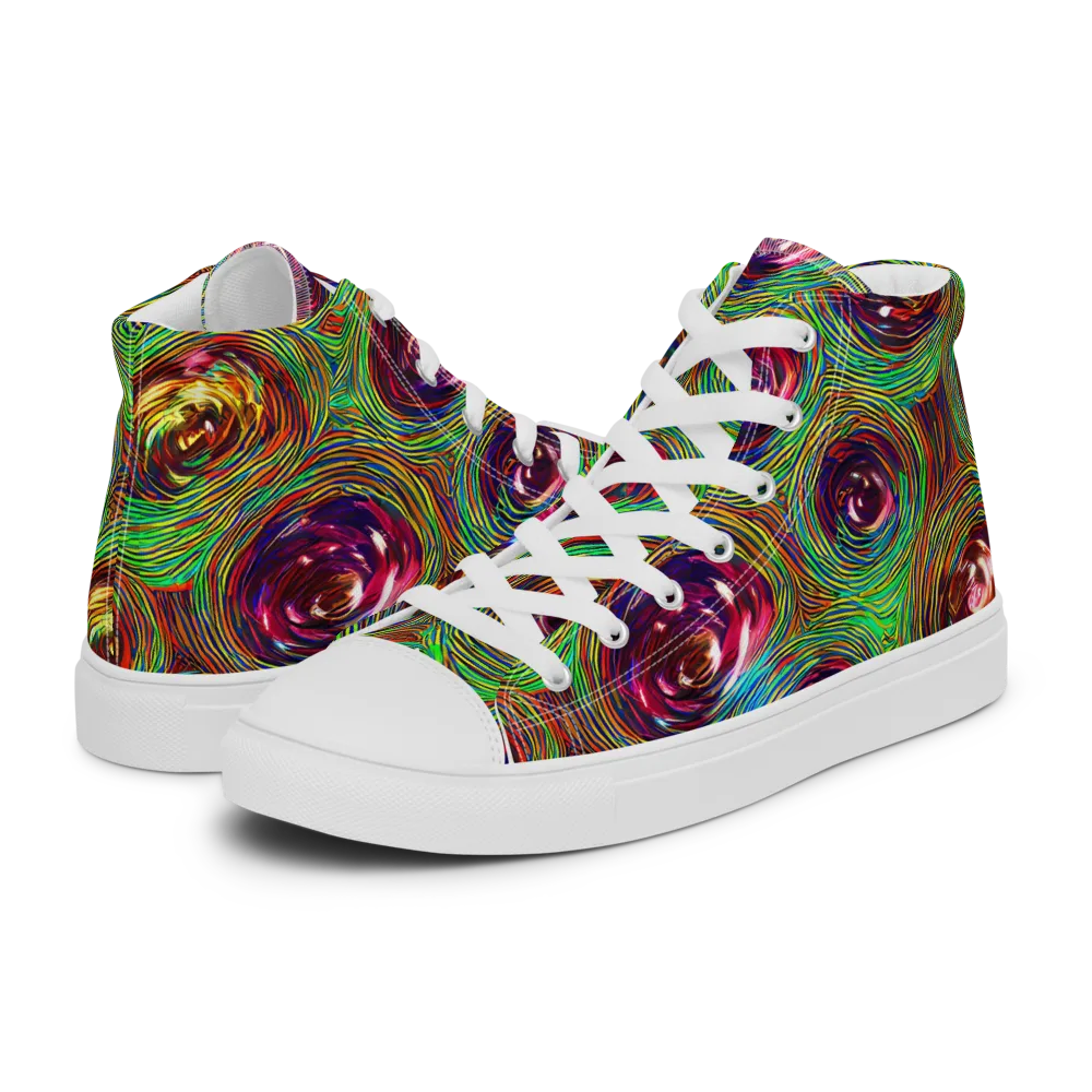 Kaleido Bloom on Women's High Top Canvas Shoes — Left