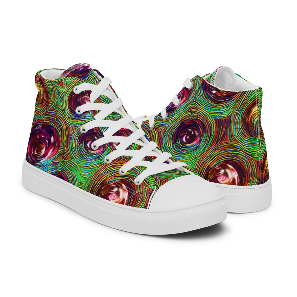 Kaleido Bloom on Women's High Top Canvas Shoes — Right