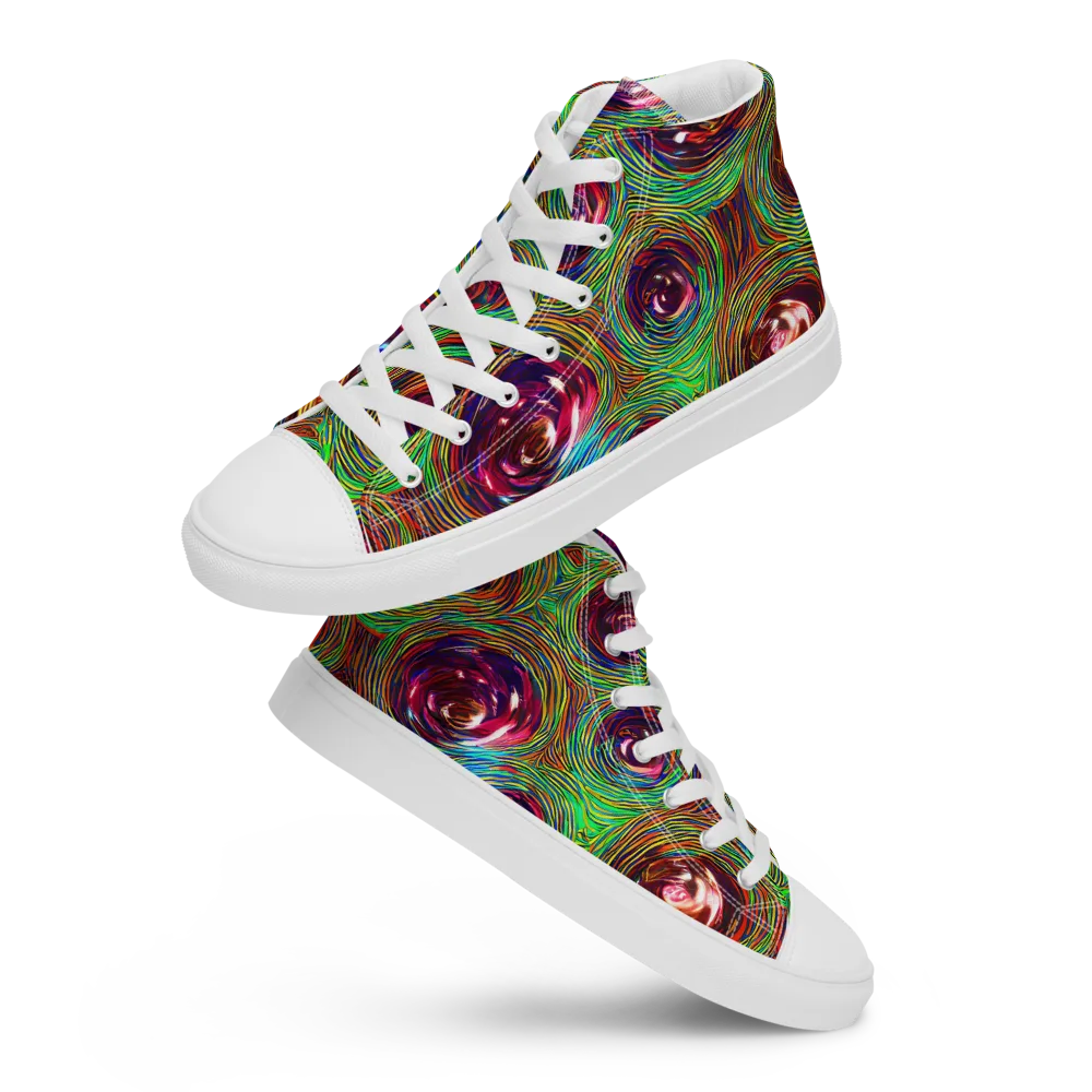 Kaleido Bloom on Women's High Top Canvas Shoes — Front