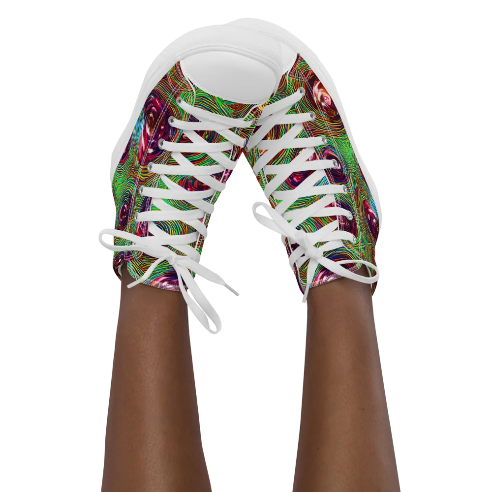 Kaleido Bloom on Women's High Top Canvas Shoes — Front