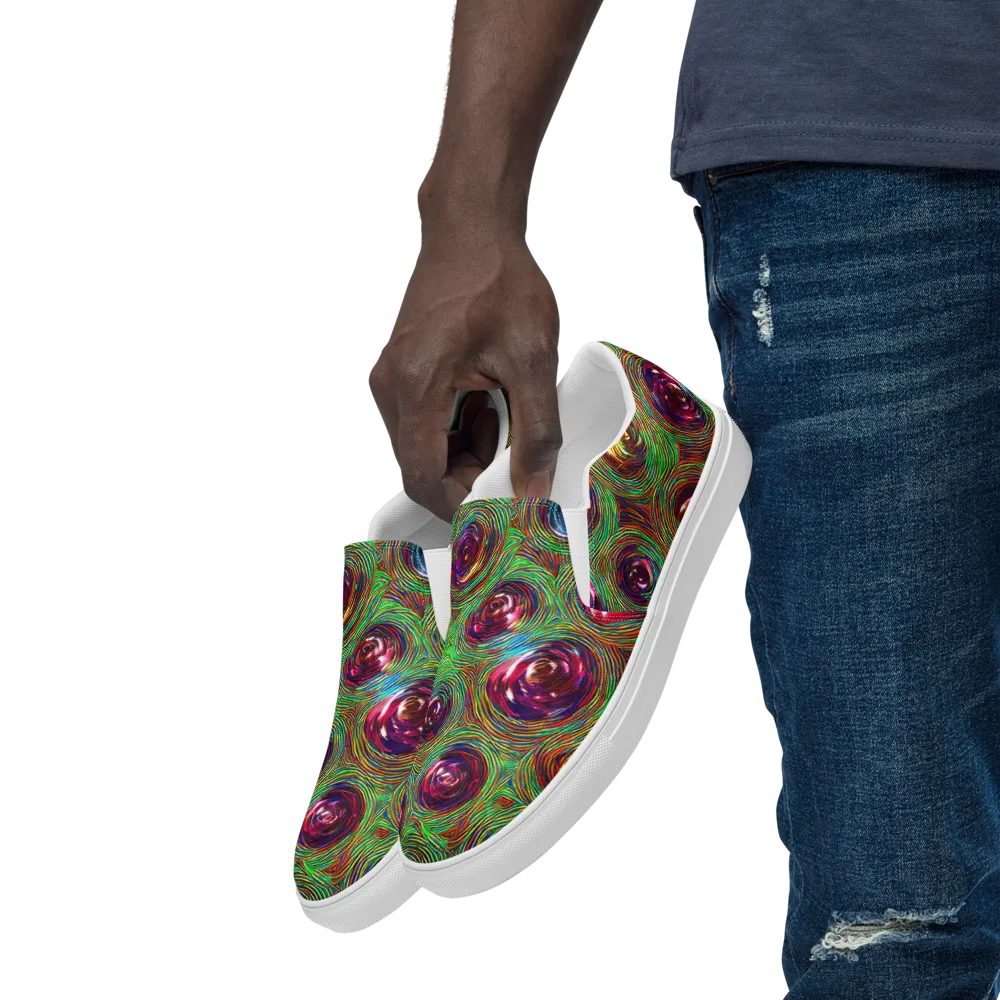 Kaleido Bloom on Men's Slip-On Canvas Shoes — Left Front