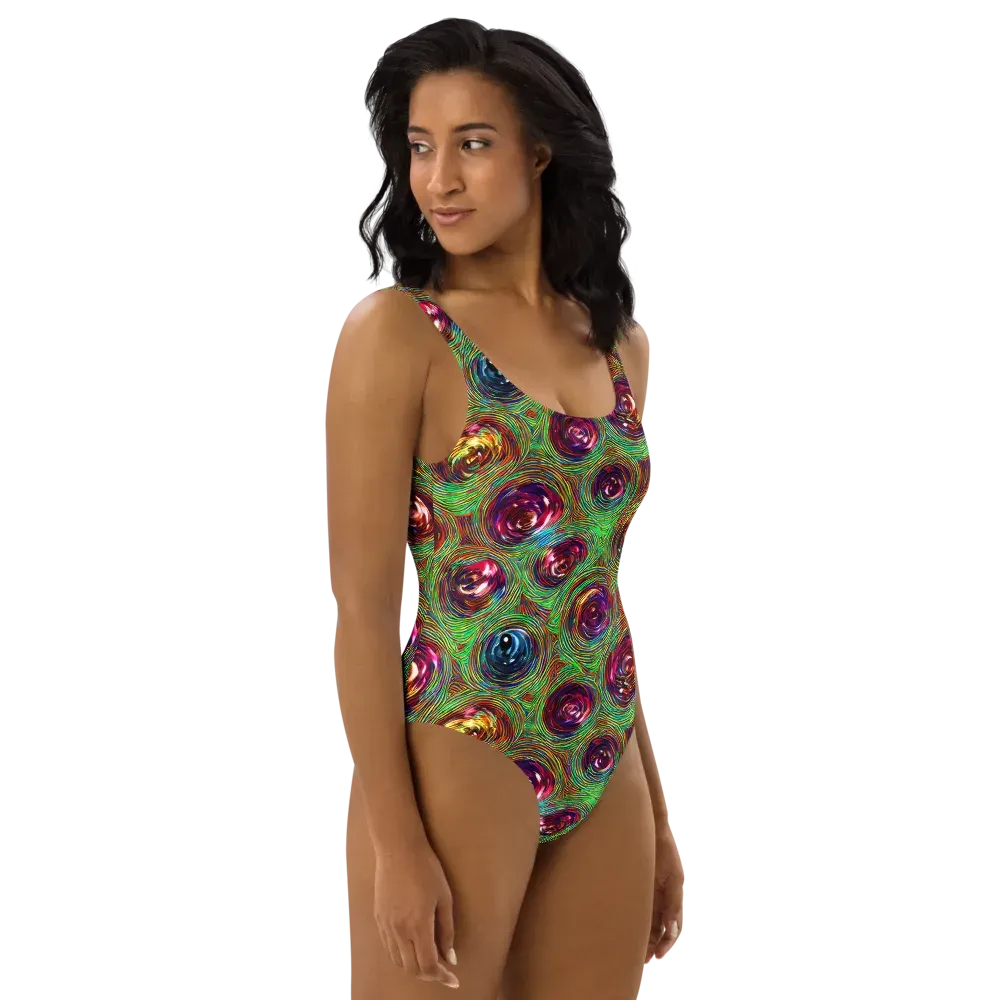 Kaleido Bloom on One-Piece Swimsuit — Right