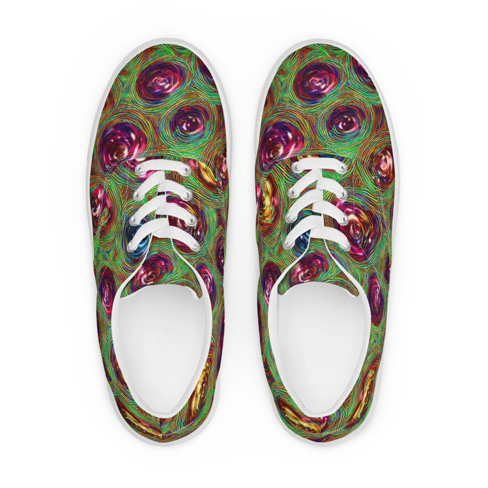 Kaleido Bloom on Men's Lace-Up Canvas Shoes — Front