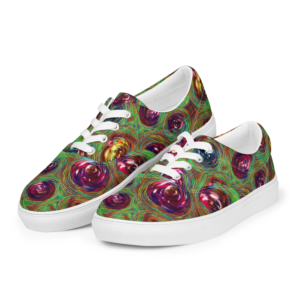 Kaleido Bloom on Men's Lace-Up Canvas Shoes — Left Front