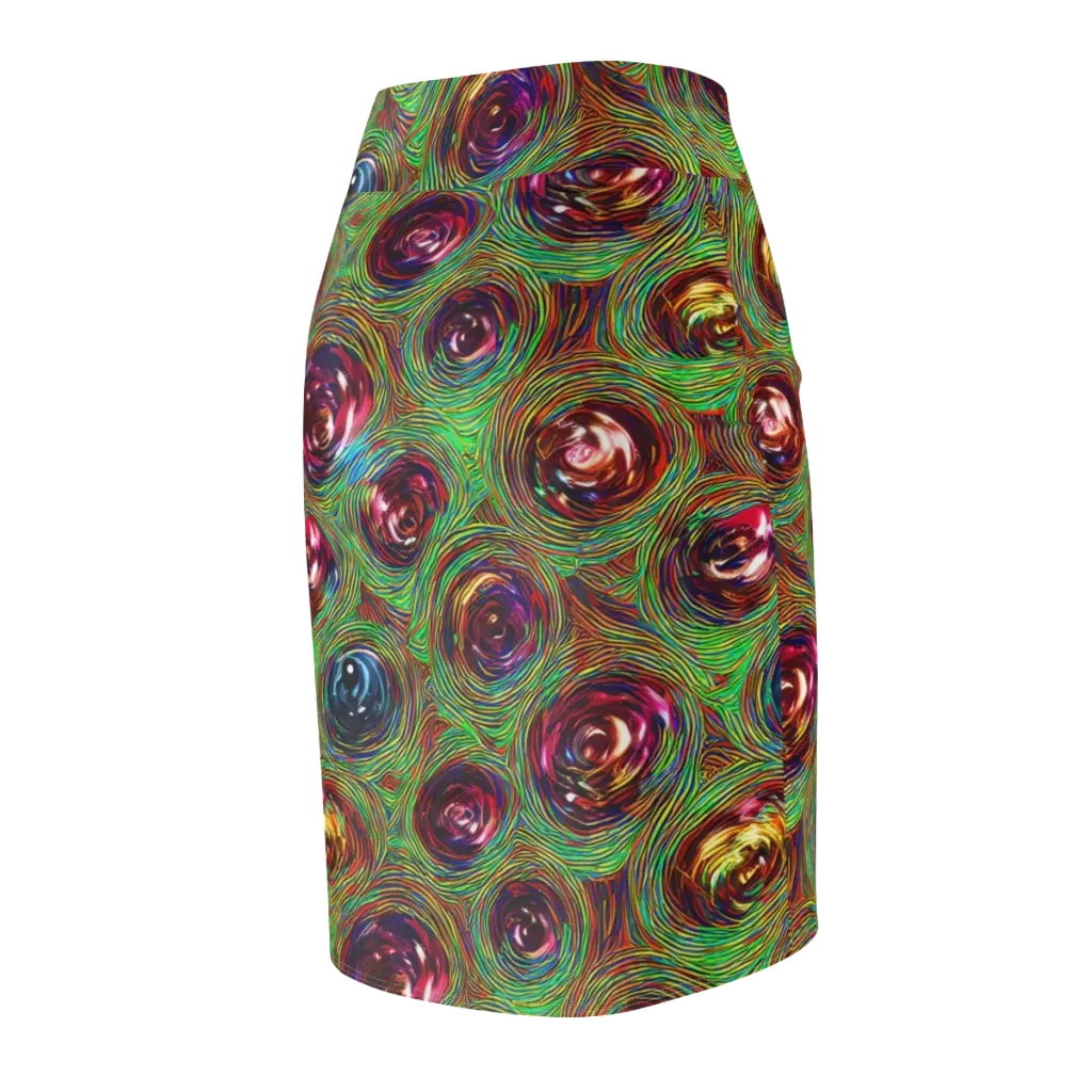 Kaleido Bloom on Pencil Skirt — Back Side