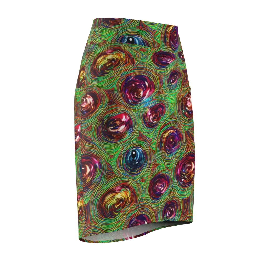 Kaleido Bloom on Pencil Skirt — Front Side