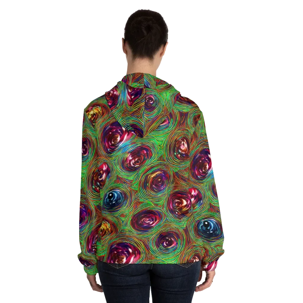 Kaleido Bloom on Women's Full-Zip Hoodie — Back On Person