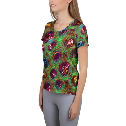 Kaleido Bloom on a Women's Athletic T-Shirt