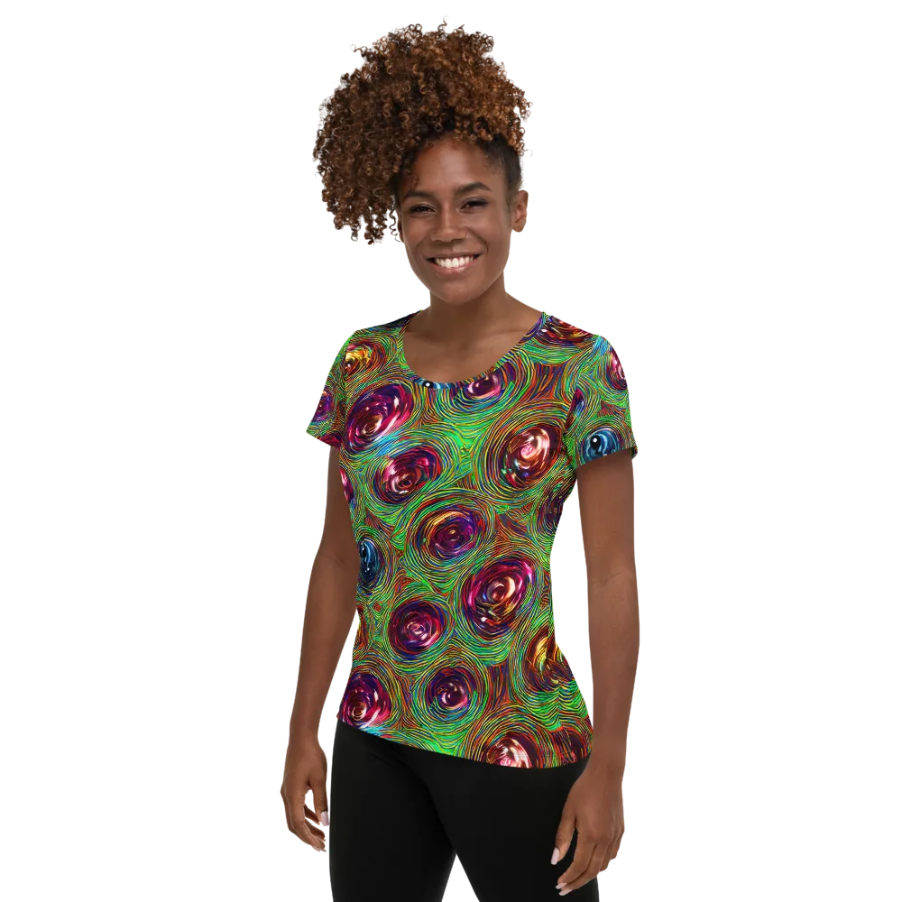 Kaleido Bloom on Women's Athletic T-Shirt — Left