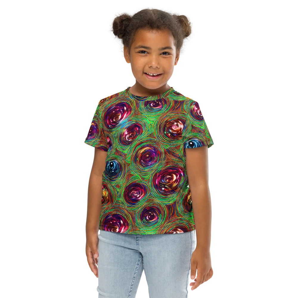 Kaleido Bloom on Kids Crew Neck T-Shirt — Front