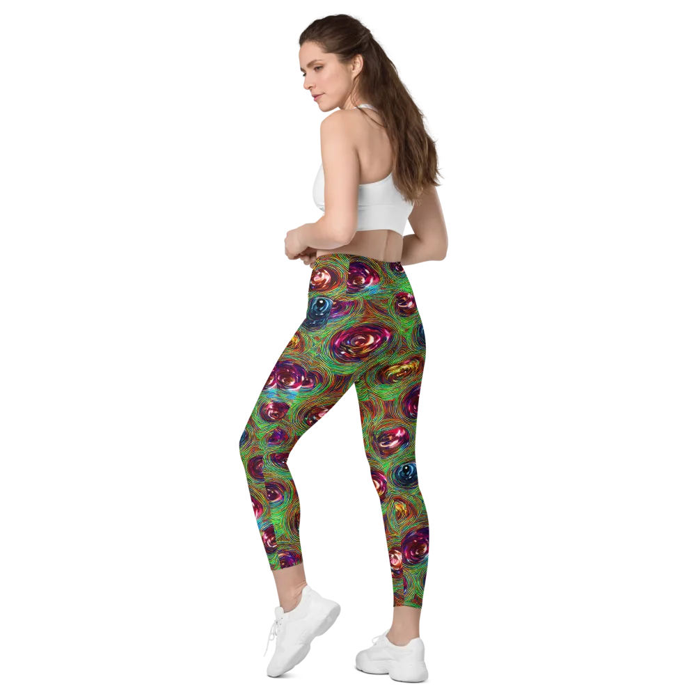 Kaleido Bloom on Leggings with Pockets — Left Back